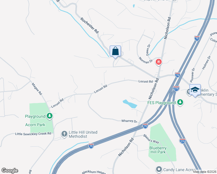 map of restaurants, bars, coffee shops, grocery stores, and more near 1763 Locust Road in Sewickley