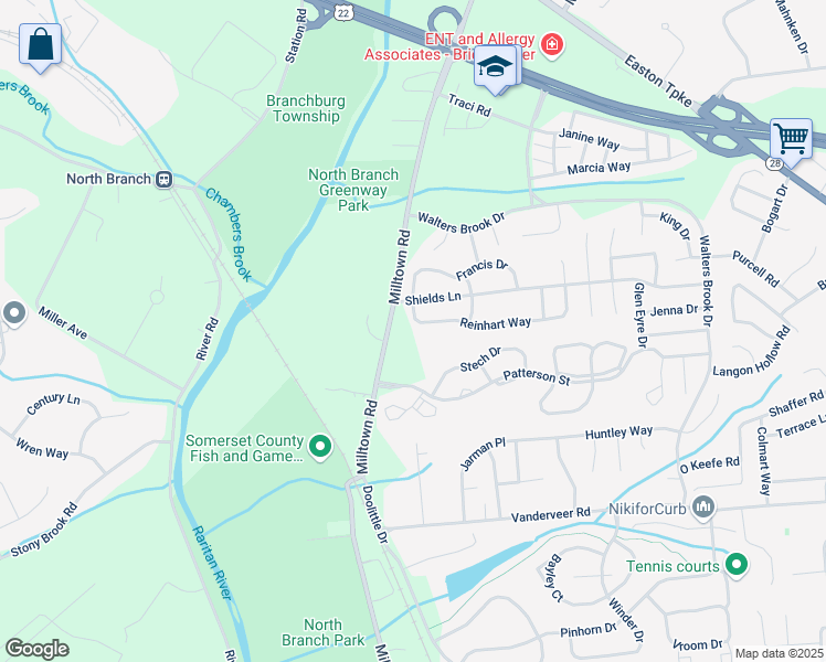 map of restaurants, bars, coffee shops, grocery stores, and more near 6 Reinhart Way in Bridgewater