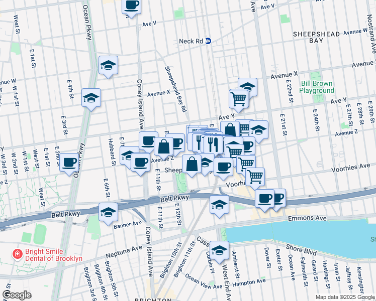 map of restaurants, bars, coffee shops, grocery stores, and more near in Brooklyn