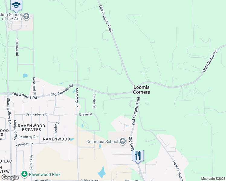 map of restaurants, bars, coffee shops, grocery stores, and more near 20124 Old Alturas Road in Redding