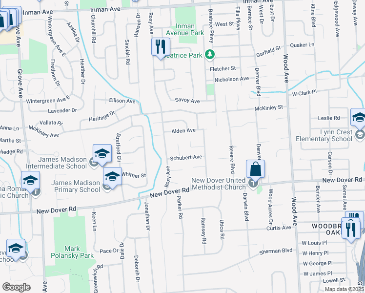 map of restaurants, bars, coffee shops, grocery stores, and more near 9 Cranbury Court in Edison