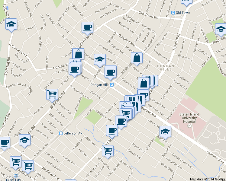 map of restaurants, bars, coffee shops, grocery stores, and more near 178 Garretson Avenue in Staten Island