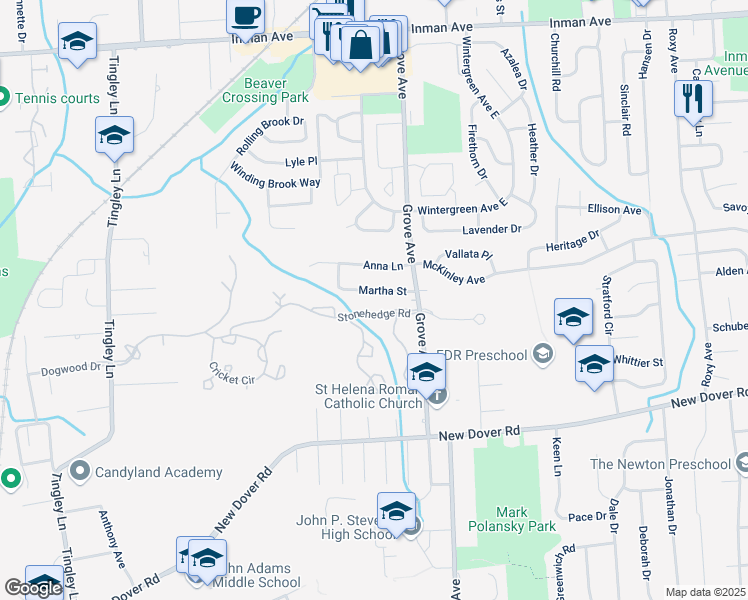 map of restaurants, bars, coffee shops, grocery stores, and more near 3003 Stonehedge Road in Edison