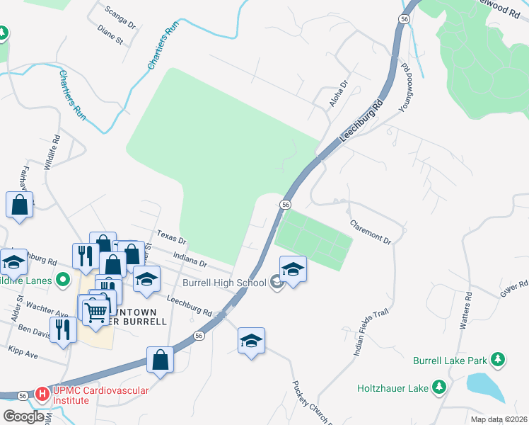 map of restaurants, bars, coffee shops, grocery stores, and more near 3387 Leechburg Road in New Kensington