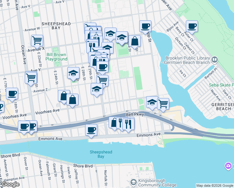 map of restaurants, bars, coffee shops, grocery stores, and more near 2654 Brown Street in Brooklyn
