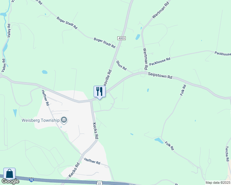 map of restaurants, bars, coffee shops, grocery stores, and more near 2352 Seipstown Road in Fogelsville