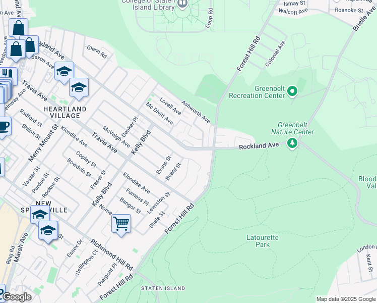 map of restaurants, bars, coffee shops, grocery stores, and more near 918 Rockland Avenue in Staten Island