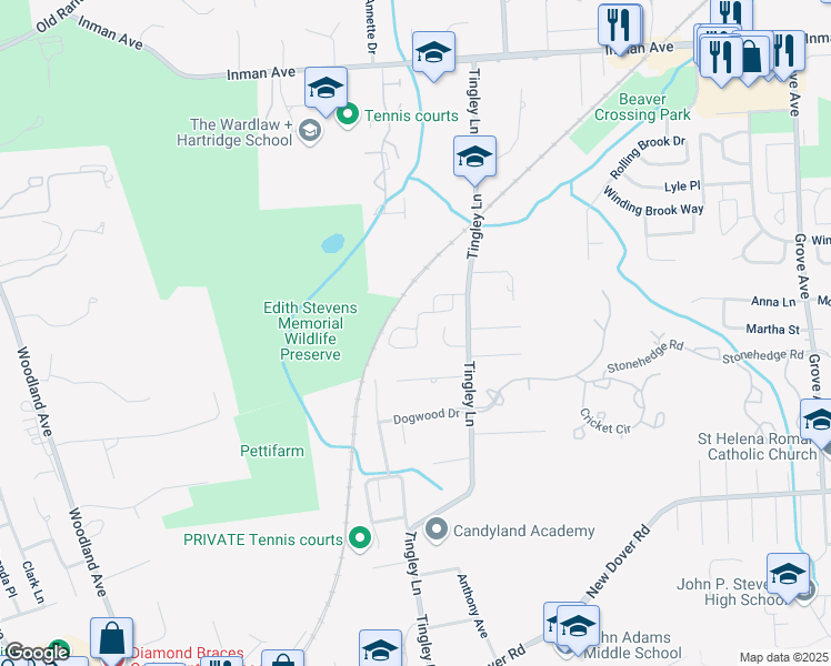 map of restaurants, bars, coffee shops, grocery stores, and more near 28 Hawthorn Drive in Edison