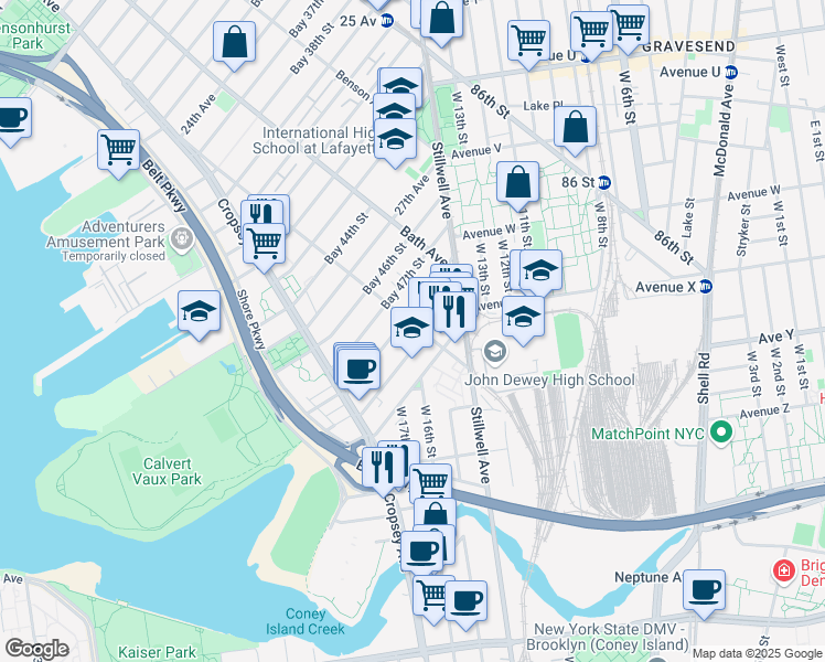 map of restaurants, bars, coffee shops, grocery stores, and more near 85 28th Avenue in Brooklyn