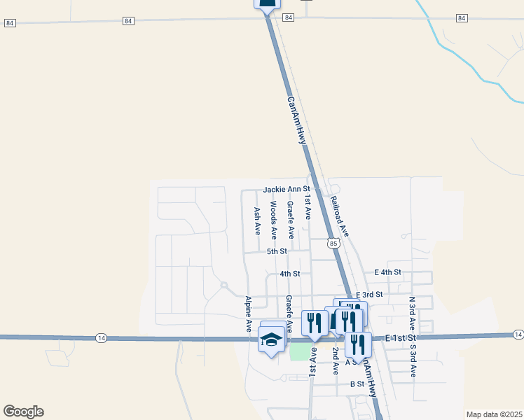 map of restaurants, bars, coffee shops, grocery stores, and more near 614 Ash Avenue in Windsor