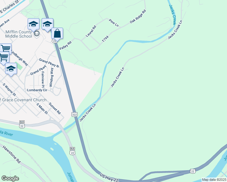 map of restaurants, bars, coffee shops, grocery stores, and more near in Lewistown