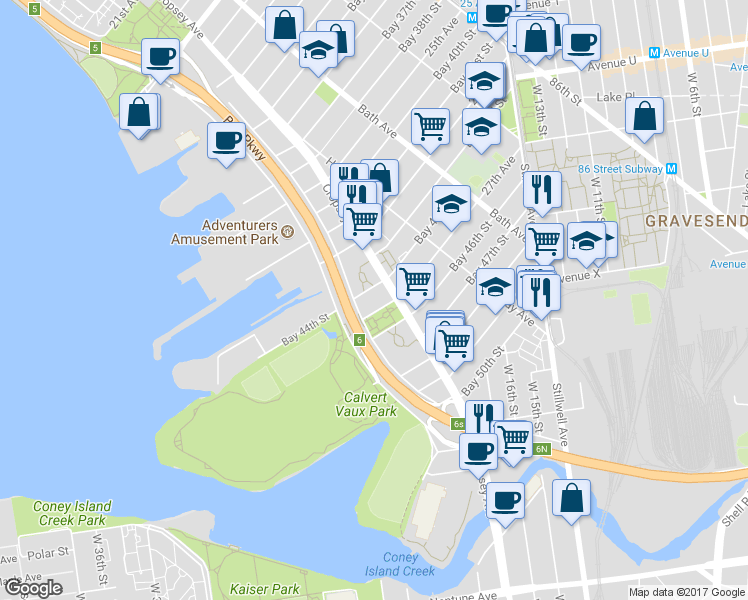 map of restaurants, bars, coffee shops, grocery stores, and more near 2650 Cropsey Avenue in Brooklyn