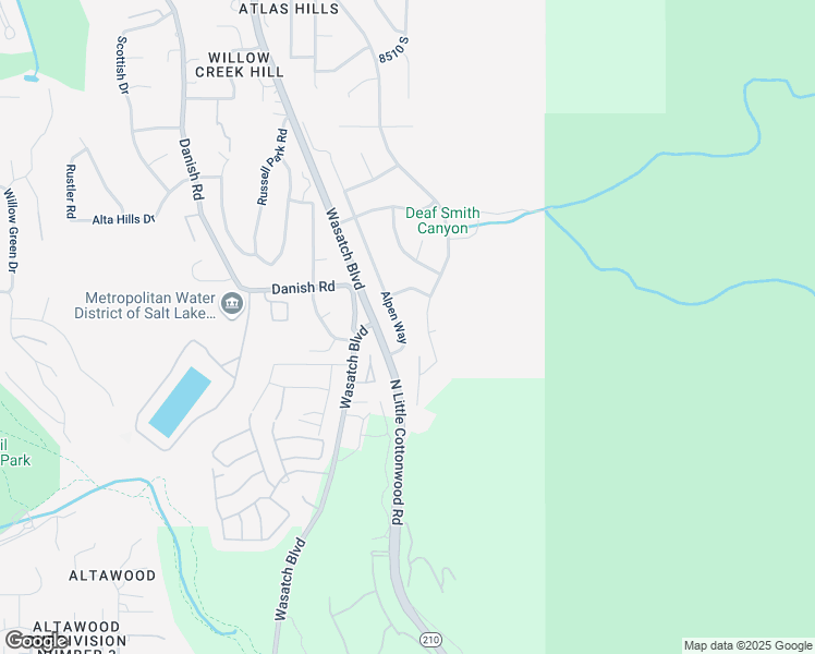 map of restaurants, bars, coffee shops, grocery stores, and more near 8961 Alpen Way in Cottonwood Heights