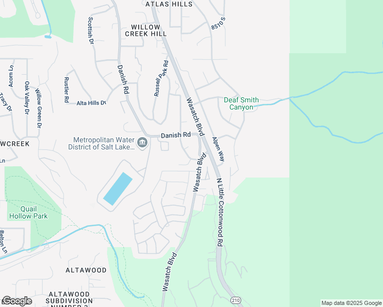 map of restaurants, bars, coffee shops, grocery stores, and more near 8965 Sutton Way in Cottonwood Heights