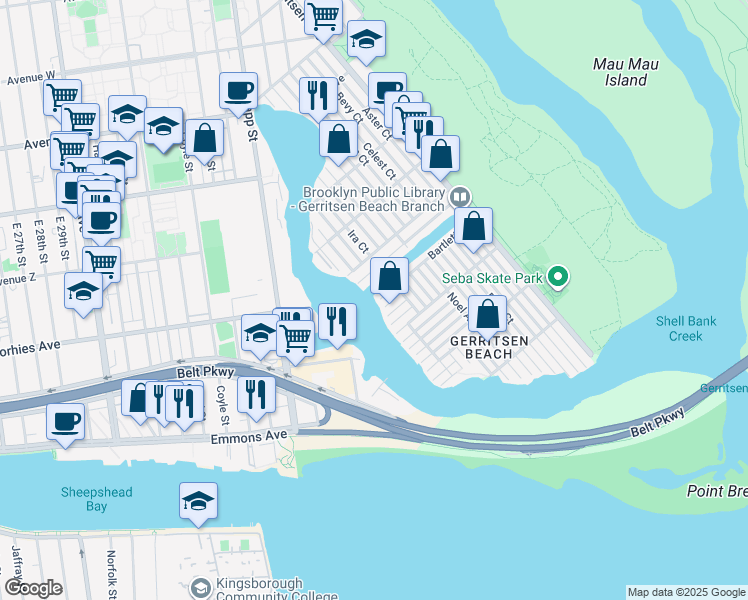 map of restaurants, bars, coffee shops, grocery stores, and more near 1 Bartlett Place in Brooklyn