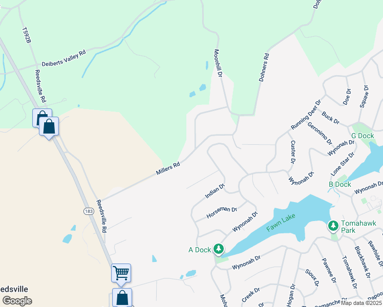 map of restaurants, bars, coffee shops, grocery stores, and more near 109 Millers Road in Schuylkill Haven