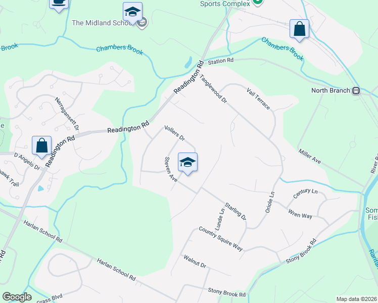 map of restaurants, bars, coffee shops, grocery stores, and more near 79 Vollers Drive in Somerville