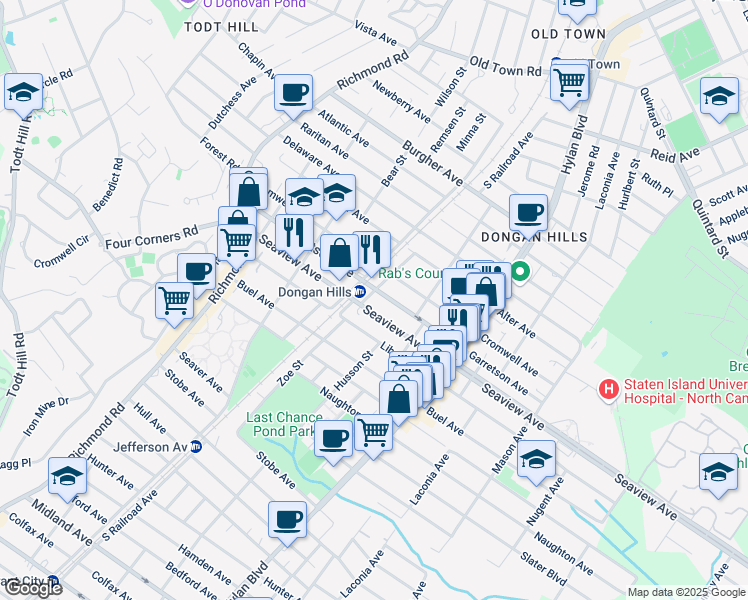 map of restaurants, bars, coffee shops, grocery stores, and more near 178 Garretson Avenue in Staten Island