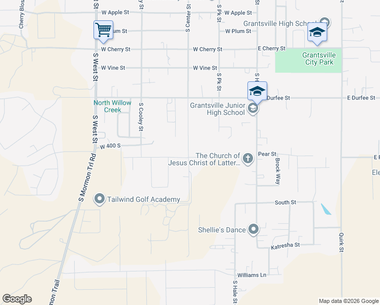 map of restaurants, bars, coffee shops, grocery stores, and more near 310 Pear Street in Grantsville