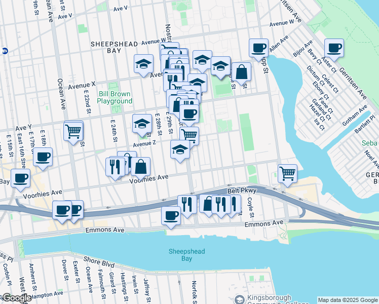 map of restaurants, bars, coffee shops, grocery stores, and more near 3901 Nostrand Avenue in Brooklyn