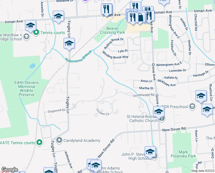 map of restaurants, bars, coffee shops, grocery stores, and more near 1504 Timber Oaks Road in Edison