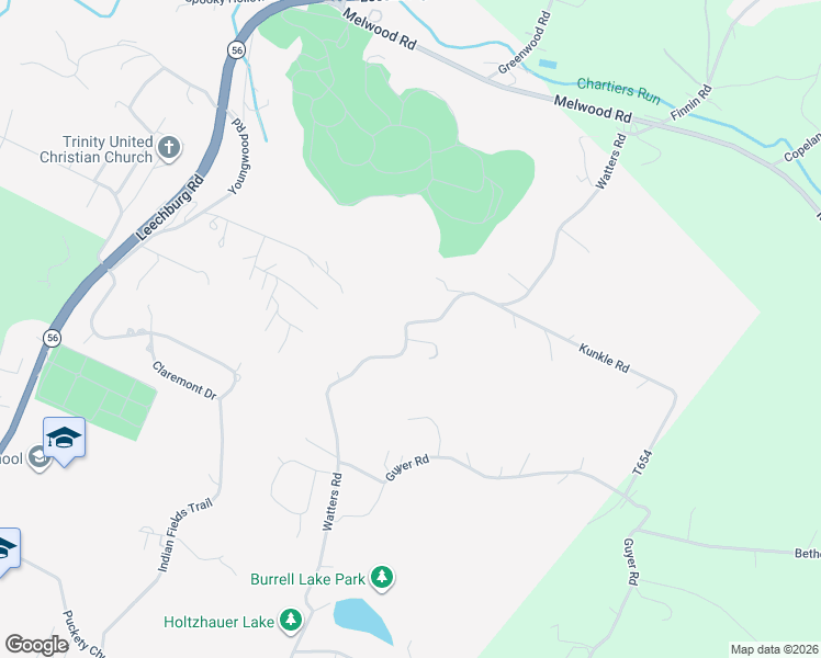 map of restaurants, bars, coffee shops, grocery stores, and more near 5150 Watters Road in New Kensington