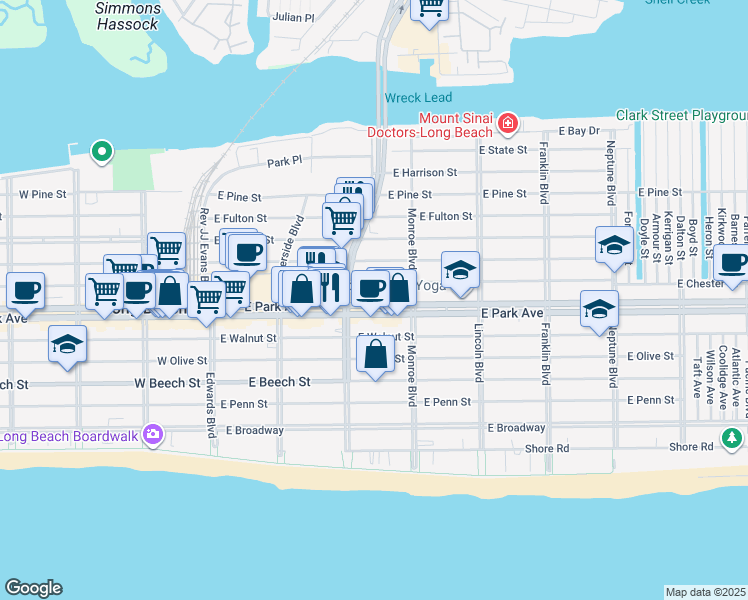map of restaurants, bars, coffee shops, grocery stores, and more near in Long Beach