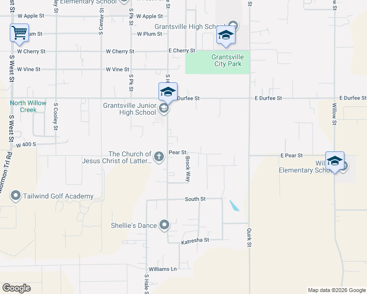 map of restaurants, bars, coffee shops, grocery stores, and more near 404 Brock Way in Grantsville