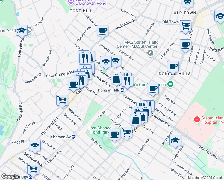 map of restaurants, bars, coffee shops, grocery stores, and more near in Staten Island