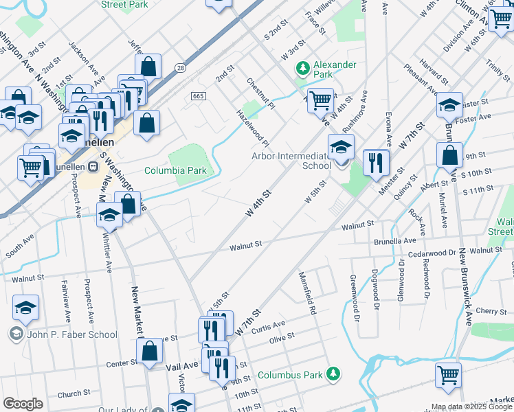 map of restaurants, bars, coffee shops, grocery stores, and more near 1803 West 4th Street in Piscataway