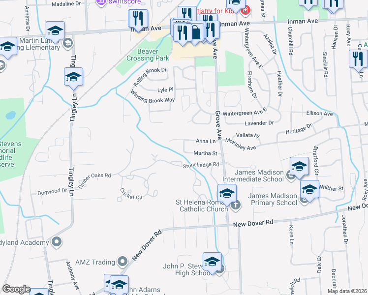 map of restaurants, bars, coffee shops, grocery stores, and more near 6 Link Place in Edison