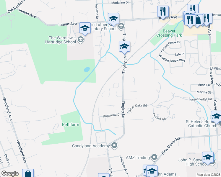 map of restaurants, bars, coffee shops, grocery stores, and more near 74 Hawthorn Drive in Edison