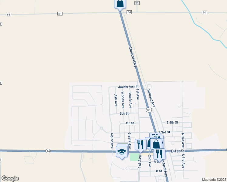 map of restaurants, bars, coffee shops, grocery stores, and more near 614 Ash Avenue in Windsor