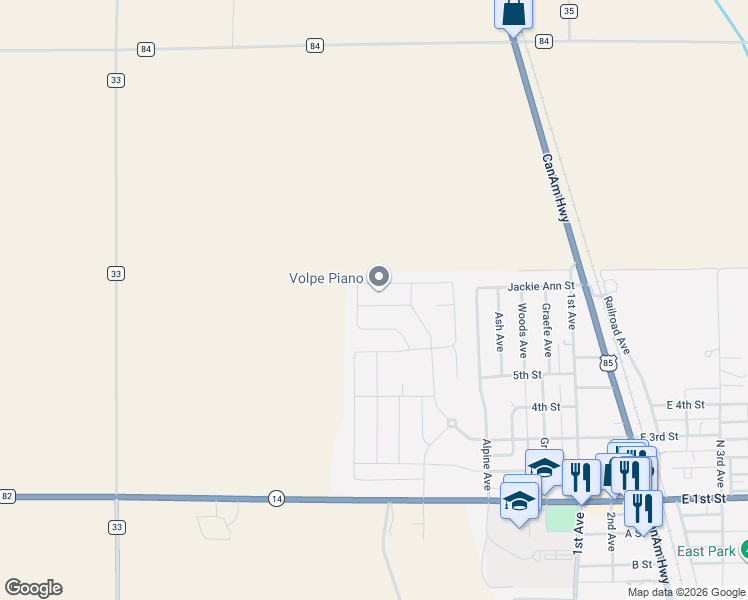 map of restaurants, bars, coffee shops, grocery stores, and more near 688 Overland Trail in Ault