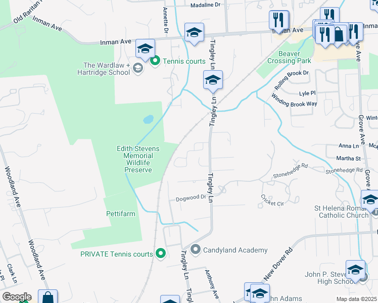 map of restaurants, bars, coffee shops, grocery stores, and more near 28 Hawthorn Drive in Edison