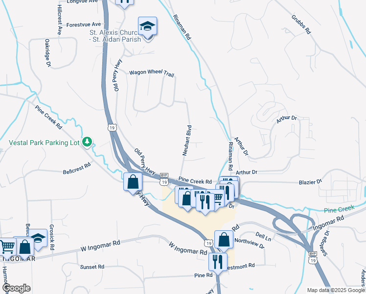 map of restaurants, bars, coffee shops, grocery stores, and more near 9895 Neuhart Boulevard in Wexford