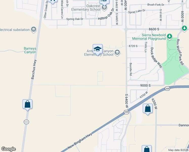map of restaurants, bars, coffee shops, grocery stores, and more near 8938 South Veiled Peak Road in West Jordan