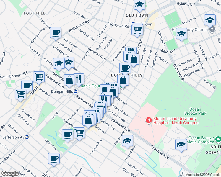 map of restaurants, bars, coffee shops, grocery stores, and more near 300H Alter Avenue in Staten Island