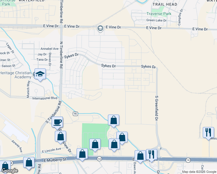 map of restaurants, bars, coffee shops, grocery stores, and more near 2915 Reliant Street in Fort Collins