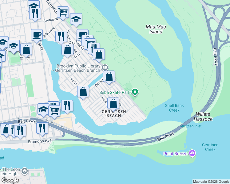 map of restaurants, bars, coffee shops, grocery stores, and more near 101 Abbey Court in Brooklyn