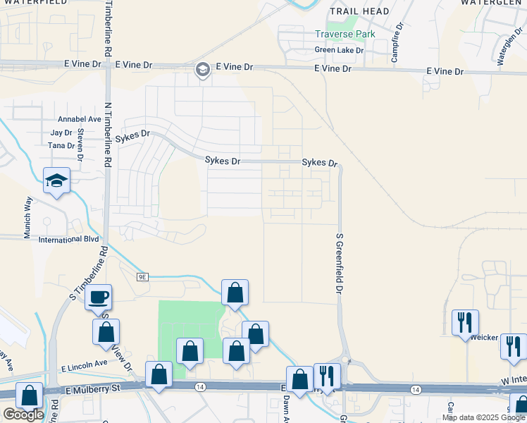 map of restaurants, bars, coffee shops, grocery stores, and more near 208 Delozier Road in Fort Collins