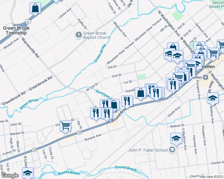 map of restaurants, bars, coffee shops, grocery stores, and more near 116 Valleybrook Court in Middlesex