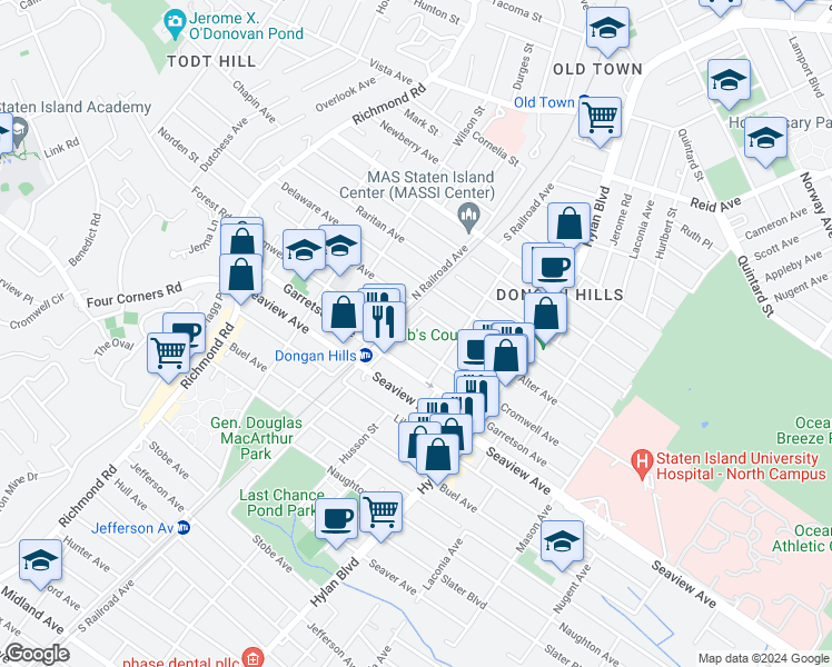 map of restaurants, bars, coffee shops, grocery stores, and more near 204 Alter Avenue in Staten Island