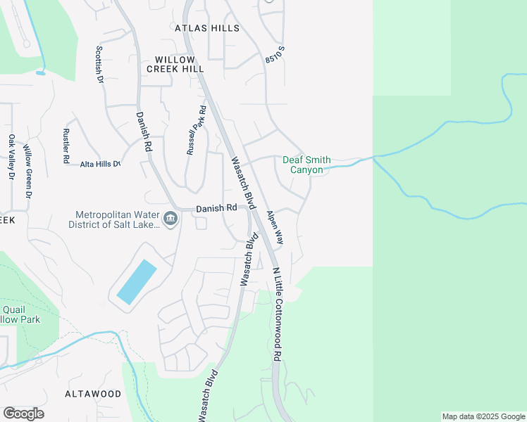 map of restaurants, bars, coffee shops, grocery stores, and more near 8894 Alpen Way in Salt Lake City
