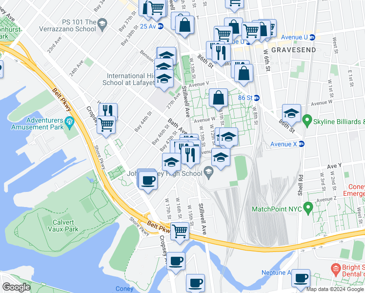 map of restaurants, bars, coffee shops, grocery stores, and more near 37 28th Avenue in Brooklyn