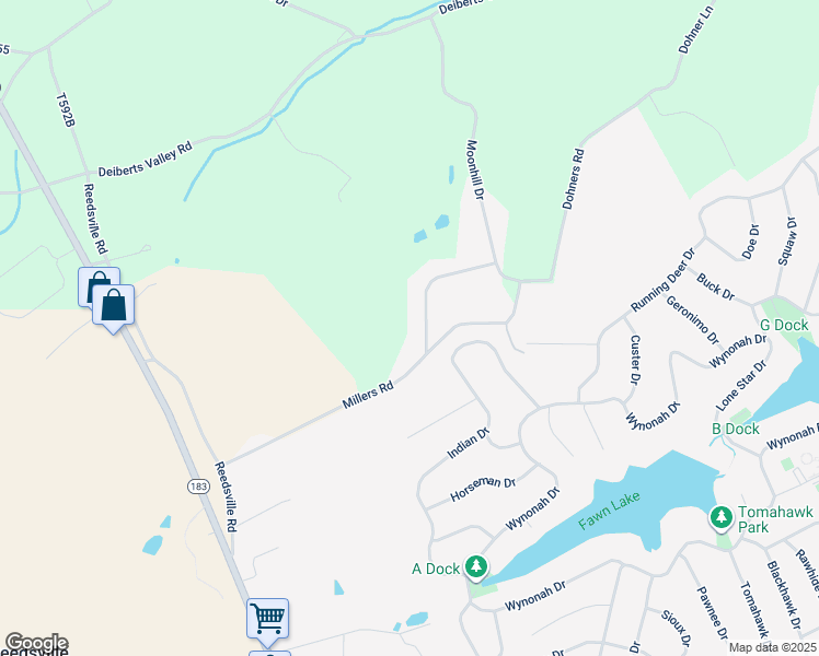 map of restaurants, bars, coffee shops, grocery stores, and more near 99 Millers Road in Schuylkill Haven