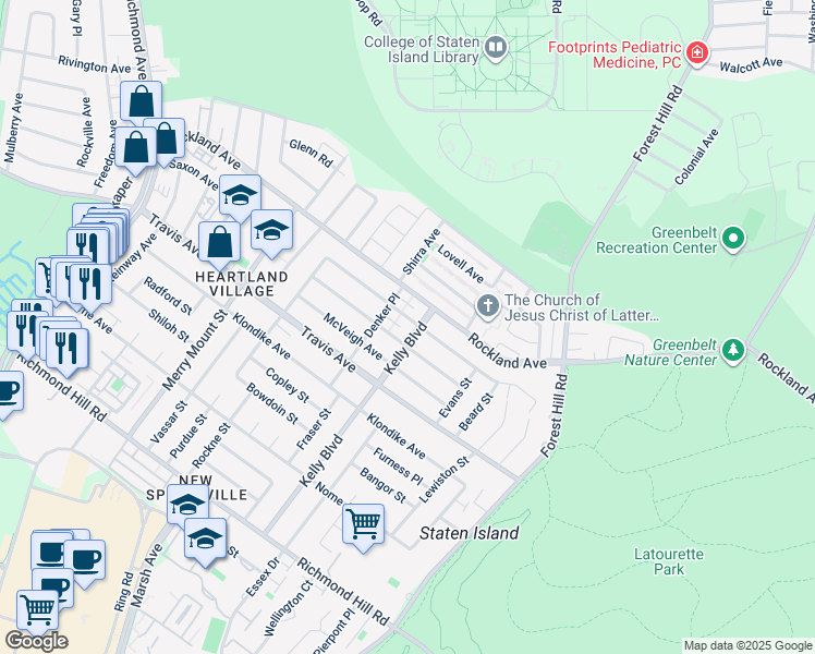 map of restaurants, bars, coffee shops, grocery stores, and more near 188 Monahan Avenue in Staten Island