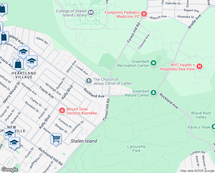 map of restaurants, bars, coffee shops, grocery stores, and more near 60 Latourette Lane in Staten Island