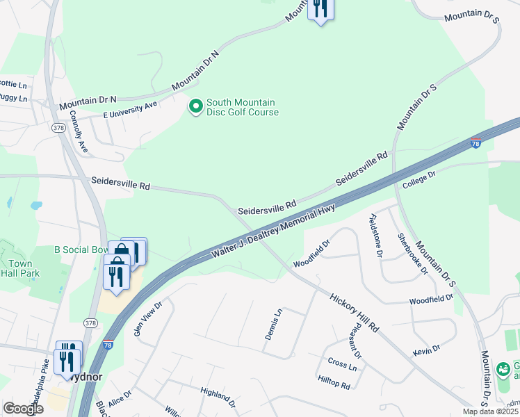 map of restaurants, bars, coffee shops, grocery stores, and more near 1617 Seidersville Road in Bethlehem