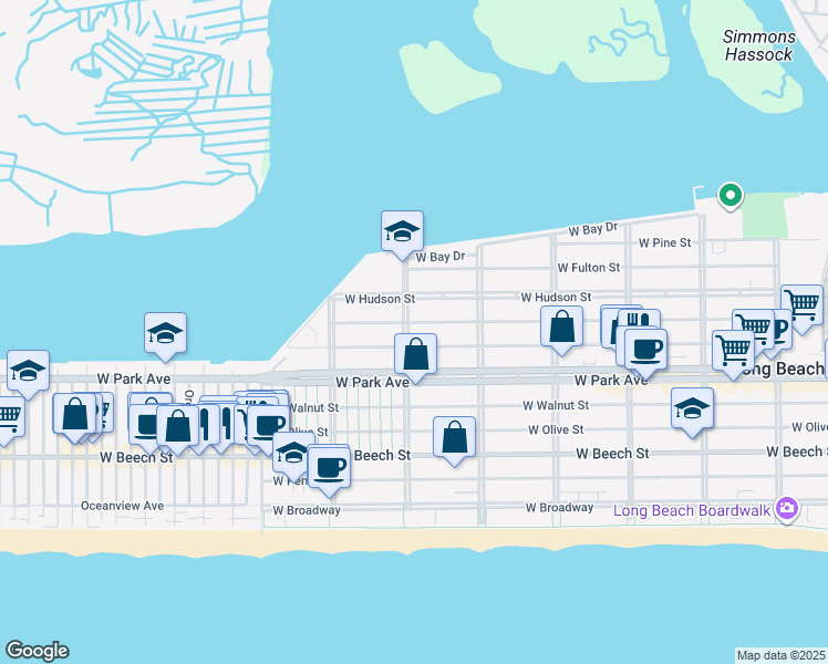 map of restaurants, bars, coffee shops, grocery stores, and more near 501 Lindell Boulevard in Long Beach